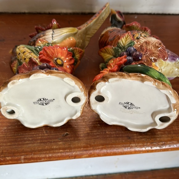 Fitz and Floyd pheasant autumn bounty candle holders set of 2 - Picture 4 of 5